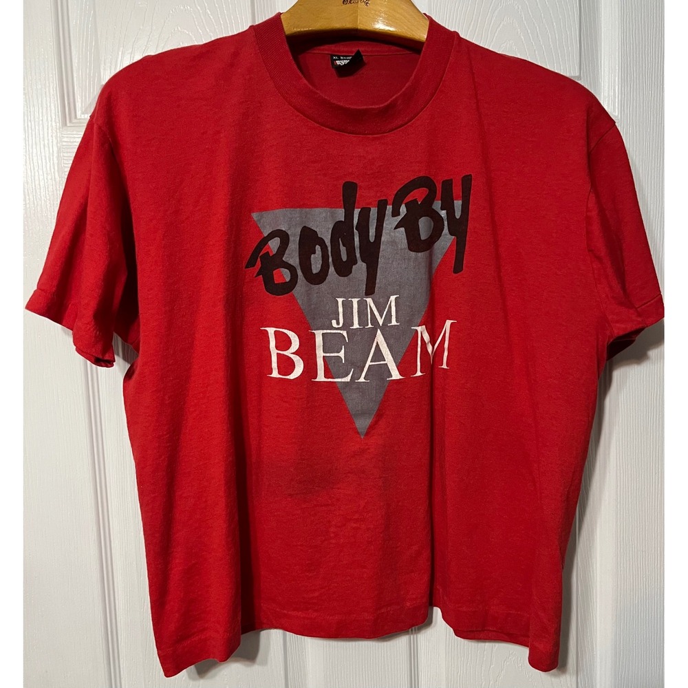 Vintage Body By Jim Beam Graphic T‎ Shirt Red XL Screen Stars Made in USA